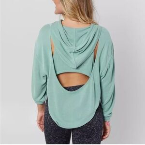 Free People Movement Back Into It Open Back Hoodie Hooded Sweatshirt Medium